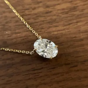 1/2/3Carat Oval Cut Moissanite Pendant Necklace 100% S925 Silver Solitaire Diamond Women‘s Fine Jewelry Necklace Party Gifts