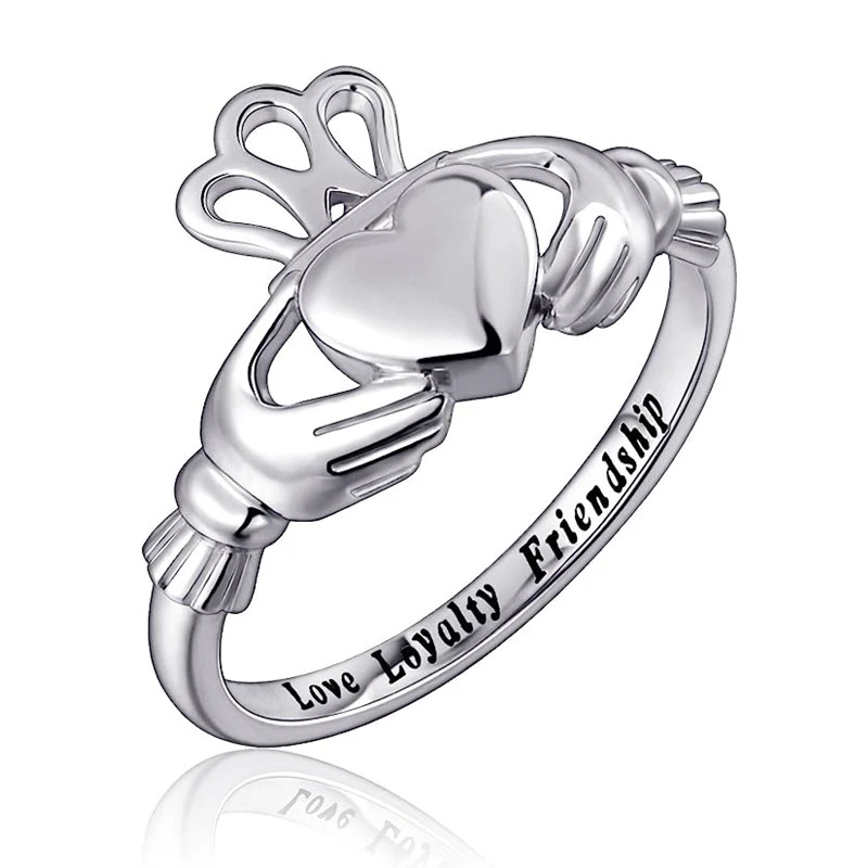 Huitan Trendy Crown Heart Hug Design Women Rings Proposal Engagement Rings for Girlfriend Statement Accessories Female Jewelry