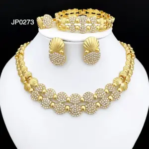 latest Italian Ladies Fine Jewelry Sets Gold Color Women Necklace Earrings African Big Jewelry Wedding Party Gift