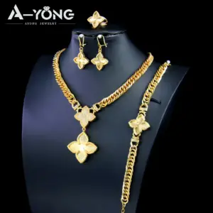 Italian Jewelry Set 21k Gold Plated Zircon Dubai Luxury Necklace Bracelet Earrings Ring Sets Women Wedding Birthday Party Gifts