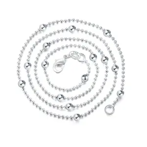 Charm 925 Sterling Silver 16-24 Inches Fine Sweater Bead Chain Women Necklace For Fashion Temperament Jewelry Party Wedding