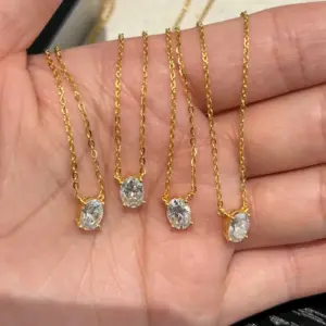 1/2/3Carat Oval Cut Moissanite Pendant Necklace 100% S925 Silver Solitaire Diamond Women‘s Fine Jewelry Necklace Party Gifts