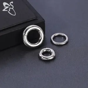 ZS 1PC G23 Titanium Hoop Earring for Women Silver Plated Circle Earring Large Gauge Seputm Nose Ring 2/4/6/8/10/12G Punk Earring