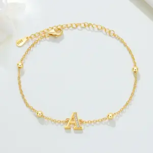 Original 925 Sterling Silver Zircon 18K Gold 26 Letter Bracelets For Woman Simple Fashion Jewelry Wedding Party GiftS Jewelry A