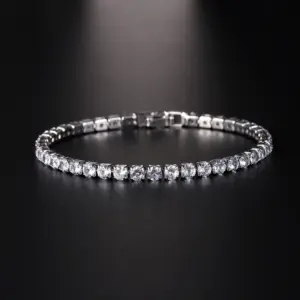 Luxury HiphopLuxury Hiphop Iced Out 4mm Cubic Zirconia Crystal Tennis Bracelets For Women Men Gold Color Silver Color Bracelet Chain Jewelry