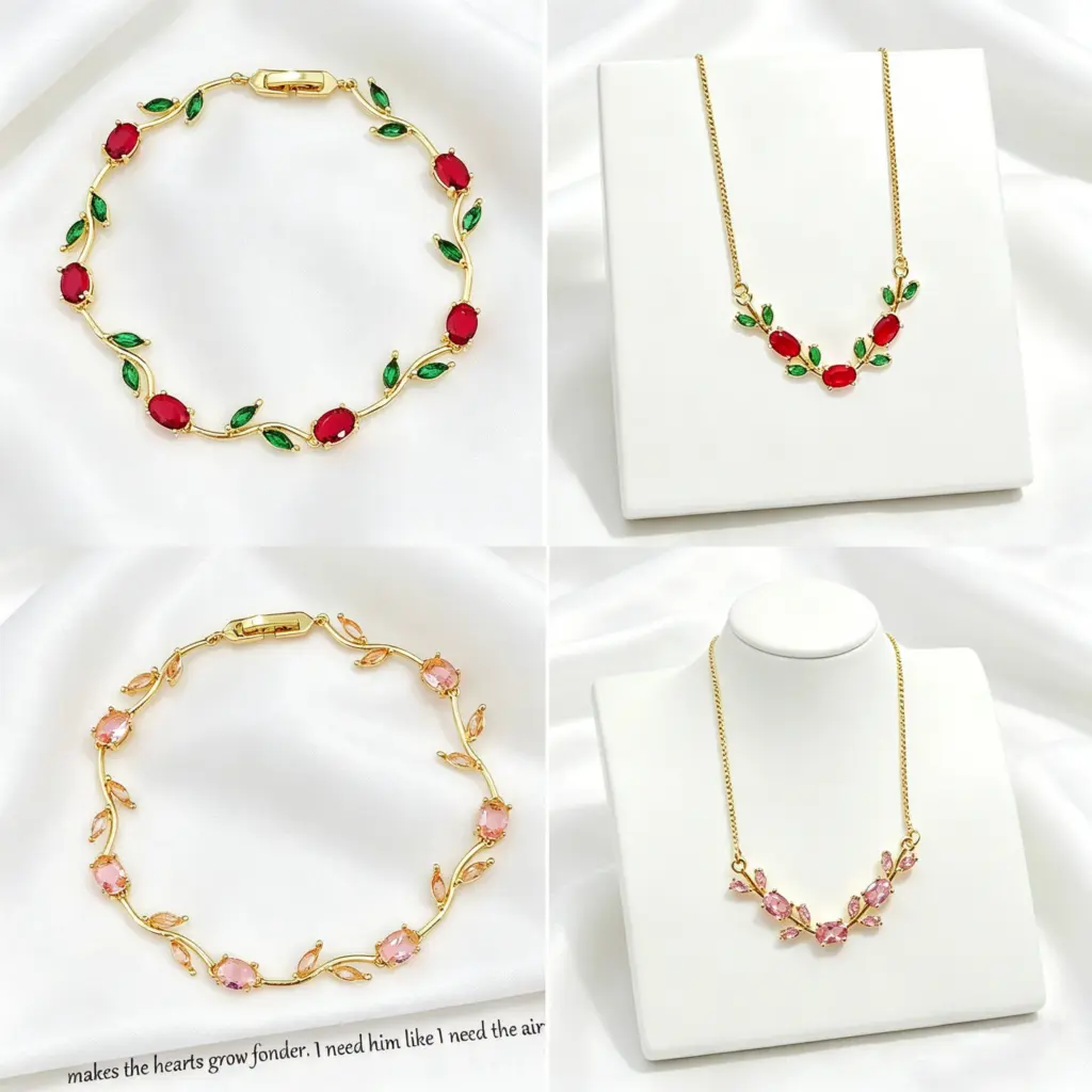 Trendy Charm Crystal Leaf Vine Flower Rhinestone Bracelet Necklace Jewelry Sets Luxury for Women Girl Party Wedding Jewelry Gift