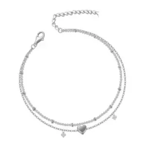 Bohemia Girl CZ Anklet Bracelets Waterproof Heart Charm Chain Anklets for Women on Foot Leg Summer Beach Barefoot Jewelry