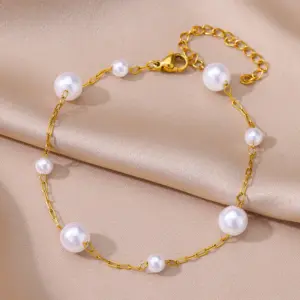Beads Anklets for Women Gold Color Stainless Steel Chain Ankle Bracelet Trendy Summer Beach Jewelry Accessories Gifts