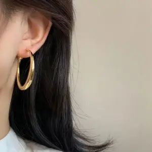 New Fashion 316L Stainless Steel Metal Big Circle Hoop Earrings For Women Exaggerated C-Shaped Round Earrings Jewelry Gifts