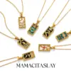 MamacitaSlay 316L Stainless Steel Coloeful Tarot Necklace Zircon Star Moon Sun Lovers Magiclan Knight Empress Necklace For Women