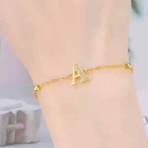 Original 925 Sterling Silver Zircon 18K Gold 26 Letter Bracelets For Woman Simple Fashion Jewelry Wedding Party GiftS Jewelry A