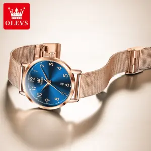OLEVS Watches Woman 5653 Mesh Strap Quartz Watch Original Chronograph Date Watches For Woman Waterproof Luminous Ladies Watch
