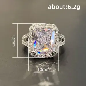 Huitan Simple Design Wedding Bands Rings for Women Luxury Inlaid Big Square Cubic Zirconia Engagement Party 2022 Trendy Jewelry