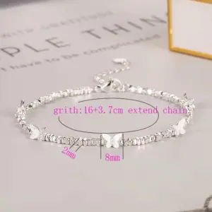 VENTFILLE 925 Sterling Silver Butterfly Bracelet for Girl Bead String Design Insect Fashion Versatile Jewelry Gift Dropshipping