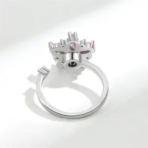 Luxury Butterfly Sunflower Fidget Spinner Ring Anxiety for Women Crystal Flower Anxiety Finger Rings Anti Stress Wedding Jewerly