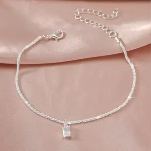 New 925 Sliver Plated CZ Anklet Bracelets for Women Girl Trendy Waterproof Zircon Charm Dainty Layer Chain Anklets Jewelry Gifts