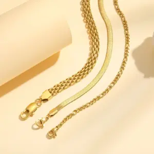 Waterproof Stainless Steel Chain Bracelets For Women , Gold Plated Fashion Stackable Link Bracelet Gifts