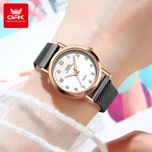 OPK 8115 Women's Watches Simple Fashion Oirginal Wristwatch for Female Stainless Steel Mesh Strap Waterproof Luminous Reloj