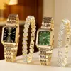4PCS/Set Elegant Rectangle Women Watches Fashion Ladies Quartz Wristwatch Heart Bracelets Set Reloj Mujer Clock（Without Box）
