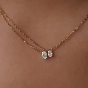 1/2/3Carat Oval Cut Moissanite Pendant Necklace 100% S925 Silver Solitaire Diamond Women‘s Fine Jewelry Necklace Party Gifts
