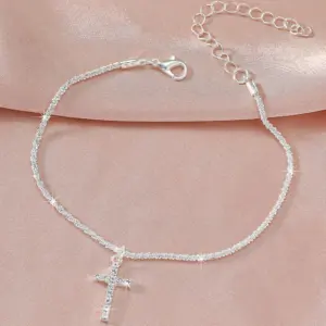 New 925 Sliver Plated CZ Anklet Bracelets for Women Girl Trendy Waterproof Zircon Charm Dainty Layer Chain Anklets Jewelry Gifts