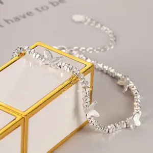 VENTFILLE 925 Sterling Silver Butterfly Bracelet for Girl Bead String Design Insect Fashion Versatile Jewelry Gift Dropshipping