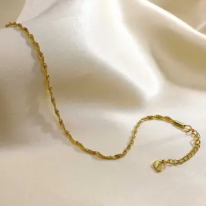 Women's Waterproof Stainless Steel Chic Water Wave Chain Anklets Jewelry Gift To Girls,Minimalist Anklet For Daily Beach Holiday