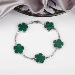 INS Hot Selling 15mm Natural Stone Five Leaf Flower Set Bracelet Necklace Flower Jewelry For Women Free Shipping For Daily Wear