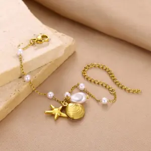 Beads Anklets for Women Gold Color Stainless Steel Chain Ankle Bracelet Trendy Summer Beach Jewelry Accessories Gifts