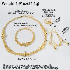 Pearl Pendant 4pcs Jewelry Set Colorful Beads Necklace Bracelet Earrings Ring Bridal Wedding Set Luxury Jewelry Accessories