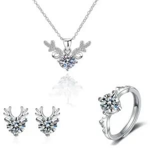 Unique Lab Moissanite Diamond Jewelry Set 925 Sterling Silver Party Wedding Rings Earrings Necklace for Women Bridal Sets