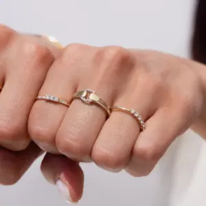 KUC Jewelry Sterling Silver 925 Ring For Woman Daily Wearing Two Toned Zircon Buckle Girls Rings Free Shipping