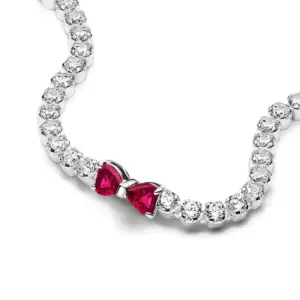2025 Valentine New 925 Silver Pink Bow Full Diamond Bracelet Original 17-20CM Fit DIY Charm Women Birthday Jewelry Gifts