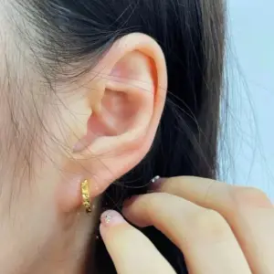 Shining Real 18k Gold Crushed Ice Ear Buckle for Woman High-quality Luxury AU750 Earring Party Banquet Jewelry 18K No Demolding