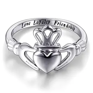 Huitan Trendy Crown Heart Hug Design Women Rings Proposal Engagement Rings for Girlfriend Statement Accessories Female Jewelry