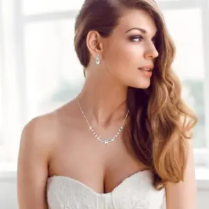 ORAZIO 3Pcs Jewelry Set for Women Wedding Bridal Necklace Earrings Bracelet CZ Hypoallergenic Prom Jewelry Set for Bride Party
