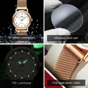 OPK 8115 Women's Watches Simple Fashion Oirginal Wristwatch for Female Stainless Steel Mesh Strap Waterproof Luminous Reloj