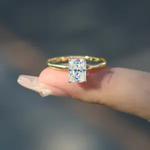 Natural Radiant Cut 1-3ct Moissanite Engagement Solitaire Ring 925 Sterling Silver for Woman Gold Plated Anniversary Gifts