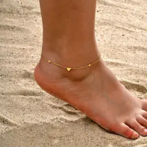 Stainless Steel Heart Anklets for Women, Gold Plated Delicate Anklet Bracelet, Light Luxury Foot Jewelry Party Gifts for Girl