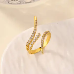 INS Fringe Snake Stainless Steel Rings for Women 18K Gold-plated Cubic Zirconia Ring Wedding Jewelry Accessories Birthday Gifts