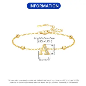 Original 925 Sterling Silver Zircon 18K Gold 26 Letter Bracelets For Woman Simple Fashion Jewelry Wedding Party GiftS Jewelry A