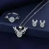 Unique Lab Moissanite Diamond Jewelry Set 925 Sterling Silver Party Wedding Rings Earrings Necklace for Women Bridal Sets