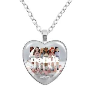 New cross-border girl group pop KATSEYE Time Stone Chain heart-shaped necklace pendant sweater chain as a gift for fans