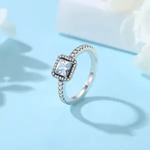Original 925 Sterling Silver Ring Love Heart Wishbone Moon Sun Rings Crystal Rose Gold For Women Wedding Gift Luxury Jewelry