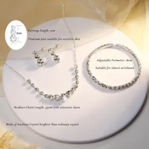 ORAZIO 3Pcs Jewelry Set for Women Wedding Bridal Necklace Earrings Bracelet CZ Hypoallergenic Prom Jewelry Set for Bride Party