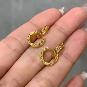 Shining Real 18k Gold Crushed Ice Ear Buckle for Woman High-quality Luxury AU750 Earring Party Banquet Jewelry 18K No Demolding