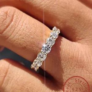 925 Sterling Silver Round Zircon Shiny Gorgeous Rings For Women Engagement Wedding High Quality Fine Jewelry