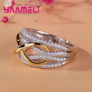 925 Sterling Silver Infinity Love Ring Shining Cubic Zircon Bowknot Letter 8 Eternity Promise Jewelry for Woman Girlfriend