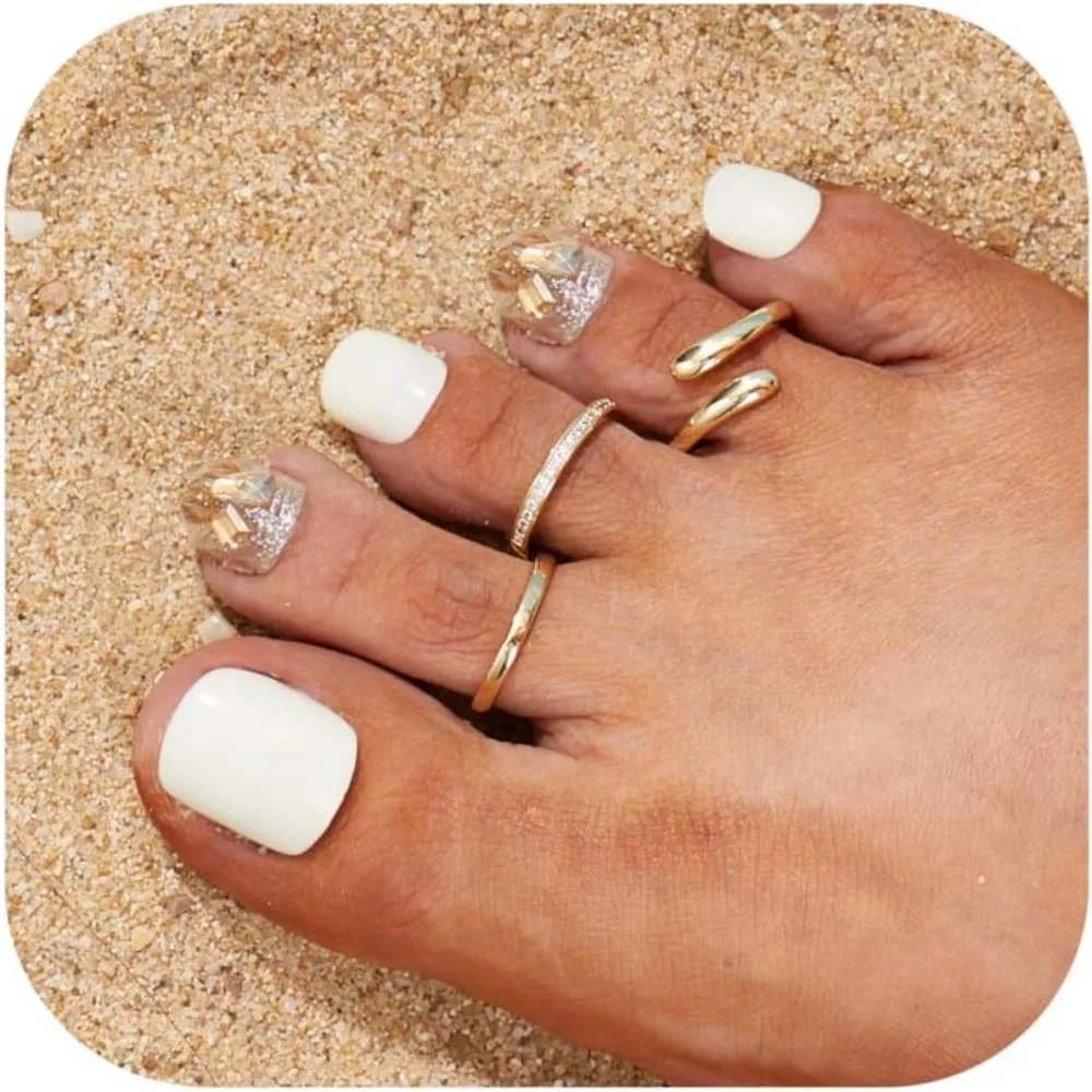 Bobisty 3Pcs Toe Rings for Women Non Tarnish 14K Gold Plated Adjustable Toe Rings Set Daisy Flower CZ Band Summer Foot Jewelry
