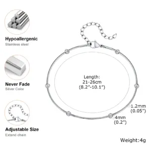 Summer Snake Chain Anklet for Women, Stainless Steel Delicate Ankle Bracelet Minimalist Beach Jewelry Gift